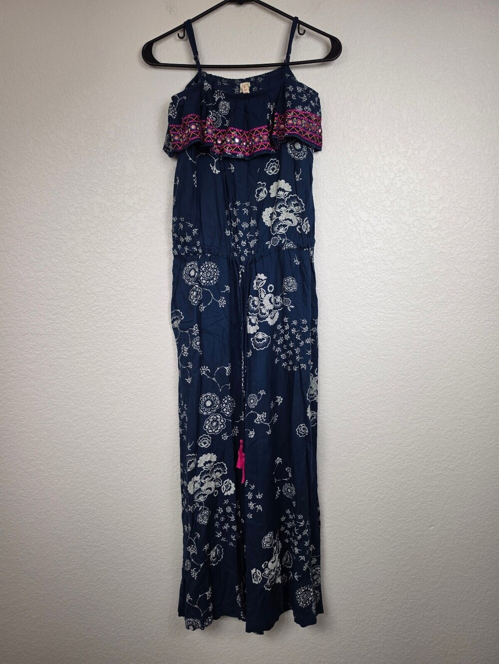 Anthropologie Raga Blue Floral Strapless Jumpsuit XS